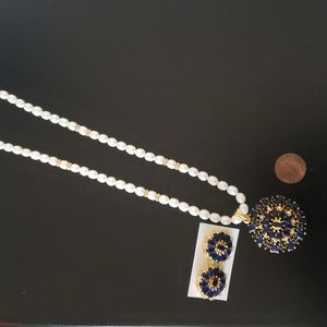 New Beautiful faux pearl necklace pendant earrings set